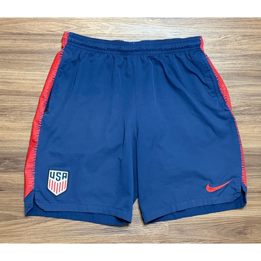 Nike Dri-FIT USA Soccer Strike Training Performance Shorts Mens Navy Red Sz L